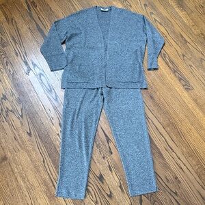 Gispa Large Italian Vintage Cozy Heather Gray Women's Cardigan Set Wool Comy